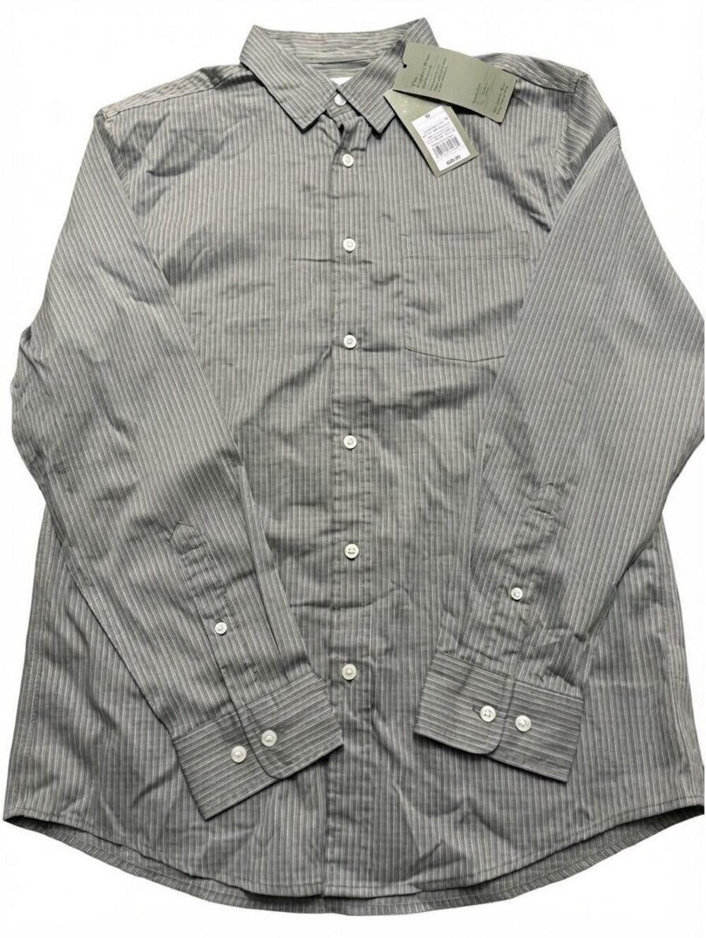 Goodfellow & Co Sage Green Check Striped Long Sleeve Button-Down Shirt NWT M